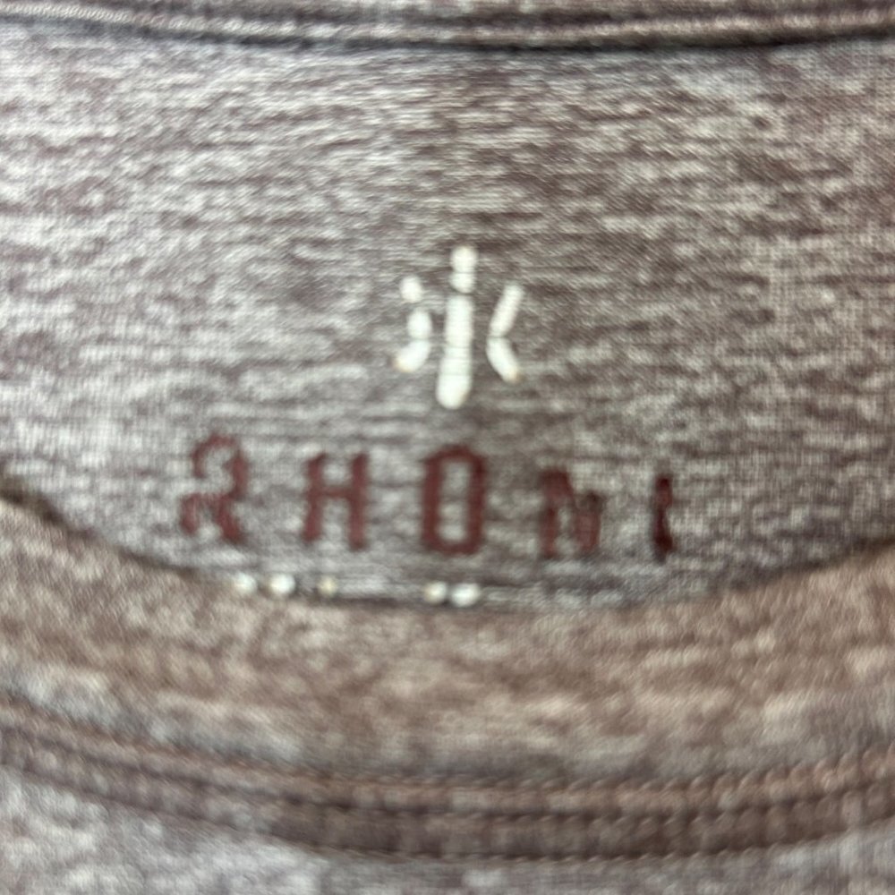 Rhone Rein Top Mens Large Brown/Grey Short Sleeve Heather Stretch Performance - Picture 5 of 6